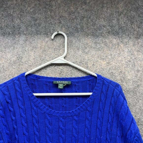Lauren Ralph Lauren Sweater Men Extra Large Blue Sweatshirt Pullover Cable Knit - Picture 2 of 14